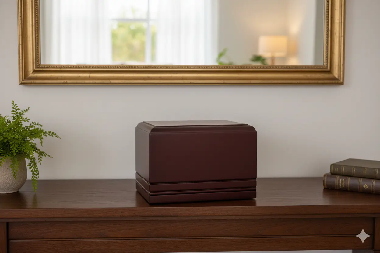 Classic wooden urn view 2